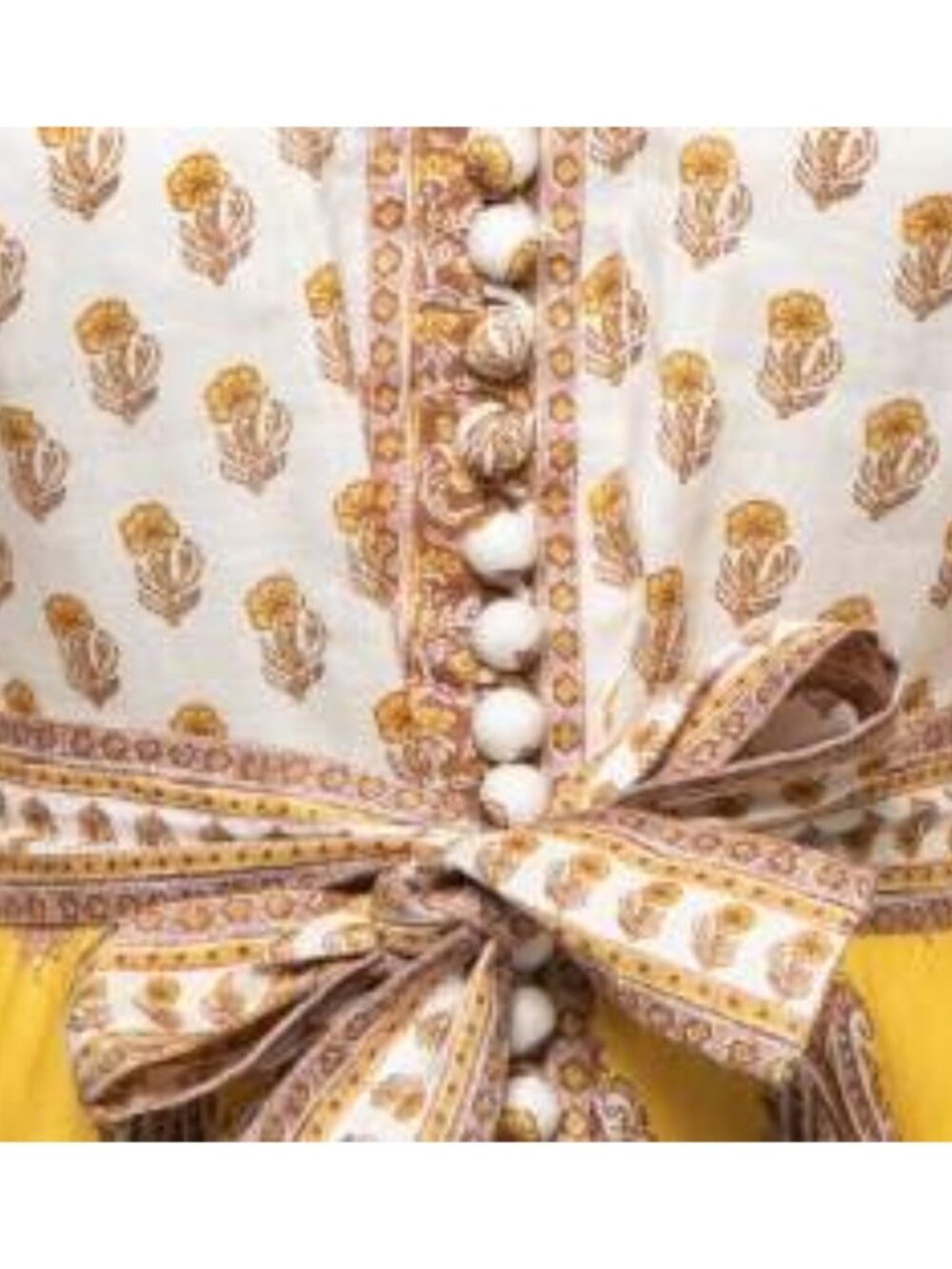 Zimmermann Bonita Buttoned Linen Mini Dress Mustard Paisley XS - Picture 11 of 13